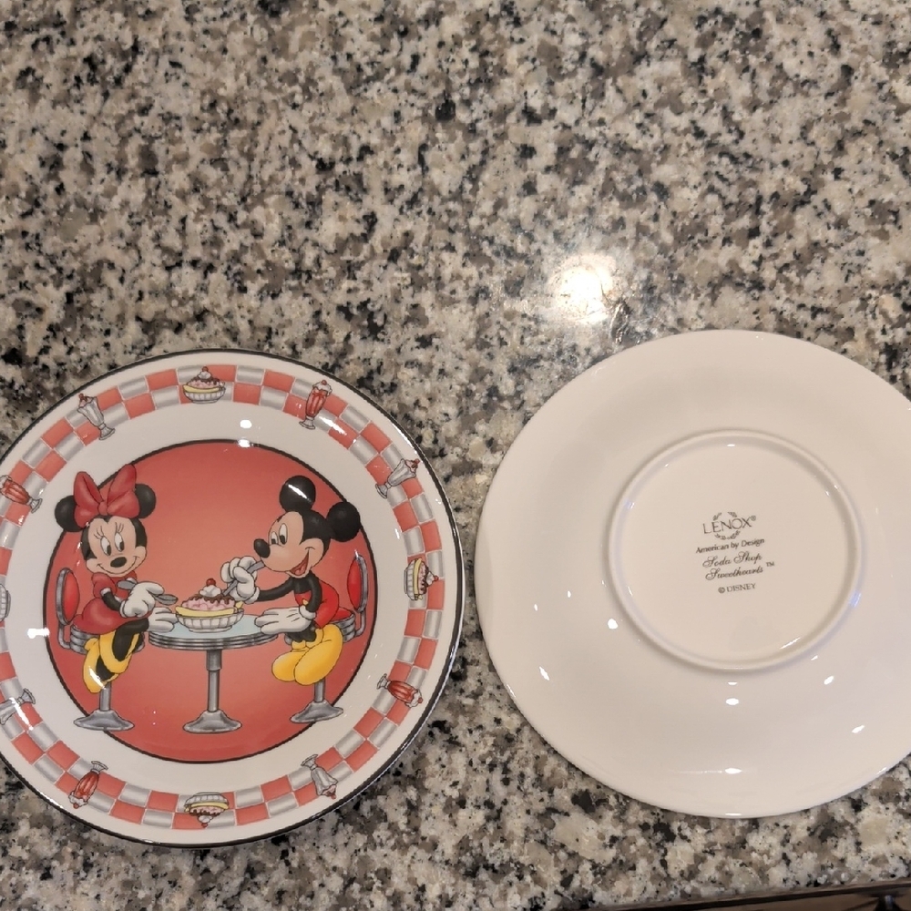 Lenox Red and Cream Minnie & Mickey Diner Salad Plate
